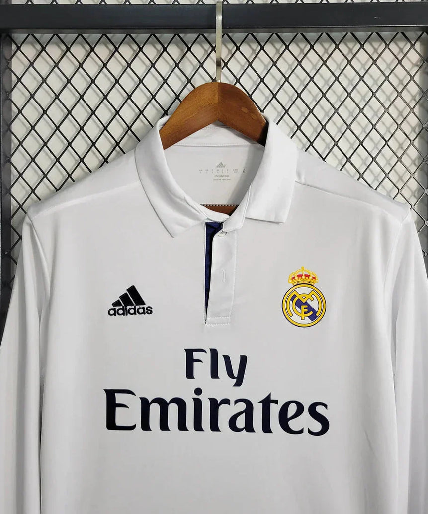 2016/2017 Retro Long Sleeve Real Madrid Home Football Shirt 1:1 Thai Quality