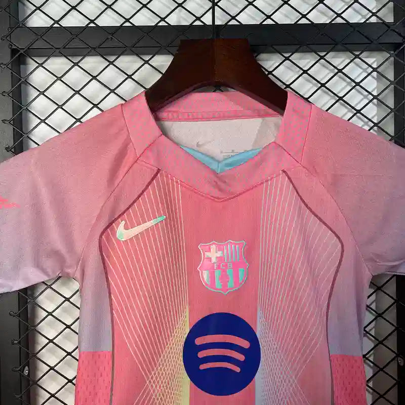 2025/2026  Barcelona Special Edition Pink football shirt with shorts