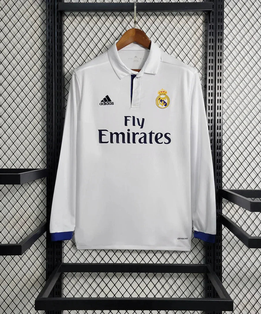 2016/2017 Retro Long Sleeve Real Madrid Home Football Shirt 1:1 Thai Quality