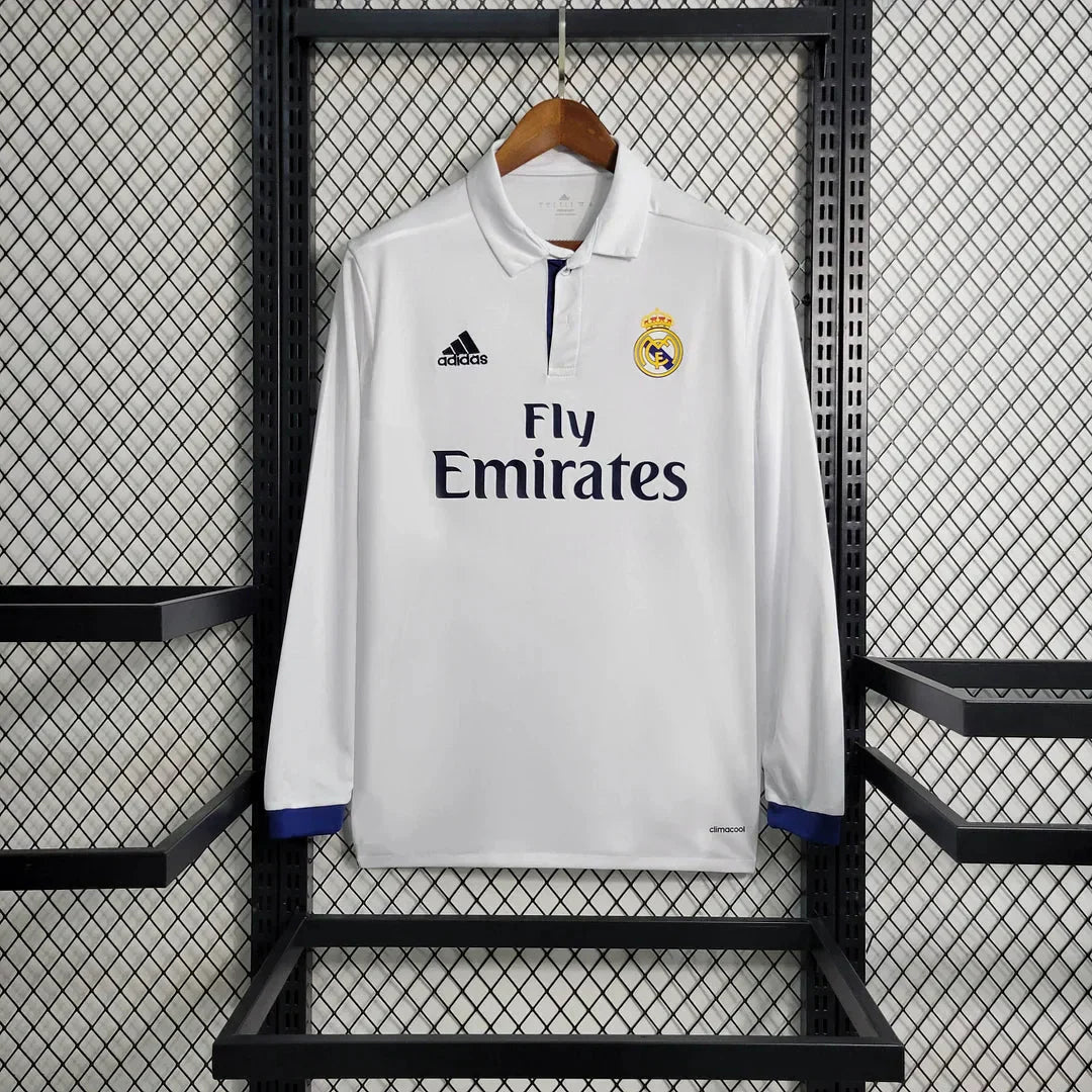 2016/2017 Retro Long Sleeve Real Madrid Home Football Shirt 1:1 Thai Quality